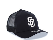 Load image into Gallery viewer, San Diego Padres New Era MLB 9FORTY 940 Adjustable A-Frame Mesh Trucker Cap Hat Navy Blue Crown/Visor White Logo
