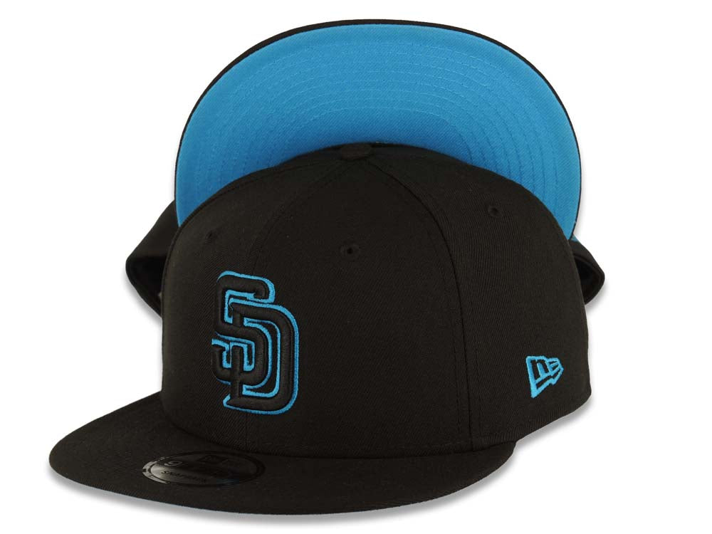 San Diego Padres New Era MLB 9FIFTY 950 Snapback Cap Hat Black Crown/Visor Black/Blue Logo 