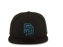 Load image into Gallery viewer, San Diego Padres New Era MLB 9FIFTY 950 Snapback Cap Hat Black Crown/Visor Black/Blue Logo 
