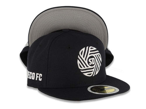 (Youth) San Diego FC New Era MLS 59FIFTY 5950 Kid Fitted Cap Hat Dark Navy Blue Crown/Visor White Club Logo Gray UV
