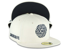 Load image into Gallery viewer, San Diego FC New Era MLS 59FIFTY 5950 Fitted Cap Hat Cream Crown/Visor Navy Blue Logo Navy Blue UV
