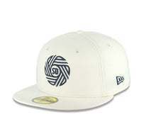 Load image into Gallery viewer, San Diego FC New Era MLS 59FIFTY 5950 Fitted Cap Hat Cream Crown/Visor Navy Blue Logo Navy Blue UV
