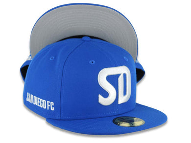 San Diego FC New Era MLS 59FIFTY 5950 Fitted Cap Hat Royal Blue Crown/Visor White Logo Gray UV