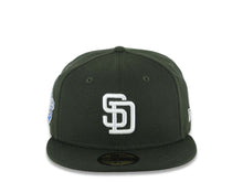 Load image into Gallery viewer, San Diego Padres New Era MLB 59FIFTY 5950 Fitted Cap Hat Dark Green Crown/Visor White Logo 1998 World Series Side Patch Gray UV
