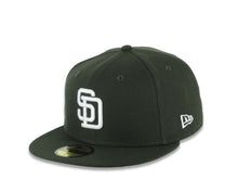Load image into Gallery viewer, San Diego Padres New Era MLB 59FIFTY 5950 Fitted Cap Hat Dark Green Crown/Visor White Logo 1998 World Series Side Patch Gray UV
