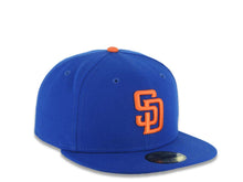 Load image into Gallery viewer, San Diego Padres New Era MLB 59FIFTY 5950 Fitted Cap Hat Royal Blue Crown/Visor Orange Logo XL Back Logo Gray UV
