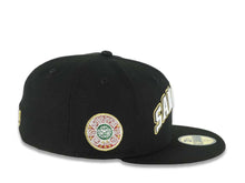 Load image into Gallery viewer, San Diego Padres New Era MLB 59FIFTY 5950 Fitted Cap Hat Black Crown/Visor White/Black/Metallic Gold Text/Script Logo 619 Back Logo
