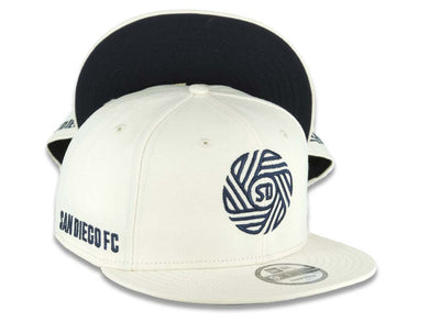 San Diego FC New Era MLS 9FIFTY 950 Snapback Cap Hat Cream Crown/Visor Navy Blue Logo Navy Blue UV