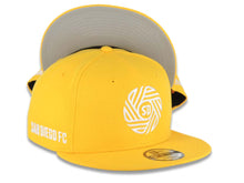 Load image into Gallery viewer, San Diego FC New Era MLS 9FIFTY 950 Snapback Cap Hat Yellow Crown/Visor White Logo Gray UV
