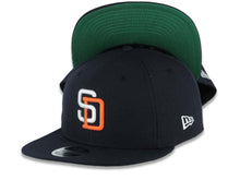 Load image into Gallery viewer, San Diego Padres New Era MLB 9FIFTY 950 Original Fit Snapback Cap Hat Navy Blue Crown/Visor White/Orange Logo Green UV
