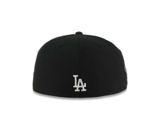 Load image into Gallery viewer, Los Angeles Dodgers New Era MLB 59FIFTY 5950 Fitted Cap Hat Black Crown/Visor White With Flame Logo 40th Anniversary Side Patch
