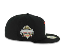Load image into Gallery viewer, Los Angeles Dodgers New Era MLB 59FIFTY 5950 Fitted Cap Hat Black Crown/Visor White With Flame Logo 40th Anniversary Side Patch
