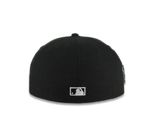 Load image into Gallery viewer, San Diego Padres New Era MLB 59FIFTY 5950 Fitted Cap Hat Black Crown/Visor White Text Logo Swinging Friar Side Patch Gray UV
