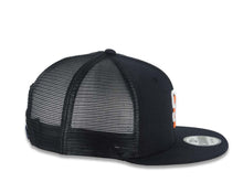 Load image into Gallery viewer, San Diego Padres New Era MLB 9FIFTY 950 Snapback Trucker/Mesh Cap Hat Black Crown/Visor White/Orange Logo Gray UV

