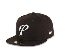Load image into Gallery viewer, San Diego Padres New Era MLB 59FIFTY 5950 Fitted Cap Hat Dark Brown Crown/Visor White P Script Logo 40th Anniversary Side Patch Gray UV

