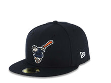 Load image into Gallery viewer, San Diego Padres New Era MLB 59FIFTY 5950 Fitted Cap Hat Navy Blue Crown/Visor Navy Blue/Orange Swinging Friar Logo 1998 World Series Side Patch Gray UV
