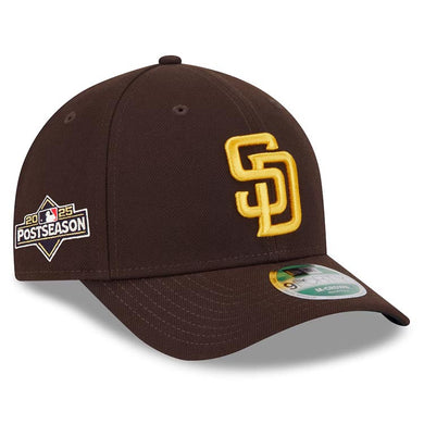 San Diego Padres New Era MLB 9FORTY 940 M-Crown Adjustable Cap Hat Dark Brown Crown/Visor Team Color Logo 2025 Post Season Postseason Side Patch