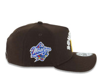 Load image into Gallery viewer, San Diego Padres New Era MLB 9FORTY 940 Adjustable A-Frame Cap Hat Brown Crown/Visor Yellow Logo With South Bay Script/Text 1998 World Series Side Patch
