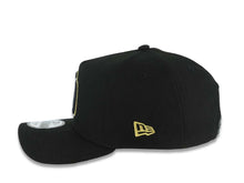 Load image into Gallery viewer, San Diego Padres New Era MLB 9FORTY 940 Adjustable A-Frame Hat Black Crown/Visor Black/Metallic Gold Logo Metallic Gold Eagle Side Patch Gray UV
