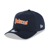 Load image into Gallery viewer, San Diego Padres New Era MLB 9FORTY 940 Adjustable A-Frame Hat Navy Blue Crown/Visor Orange/White Script/Text Logo SD Side Patch Green UV
