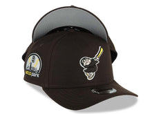 Load image into Gallery viewer, San Diego Padres New Era MLB 9FORTY 940 Adjustable A-Frame Hat Brown Crown/Visor Brown/White/Yellow Swinging Friar Logo Petco Park Stadium Side Patch Gray UV
