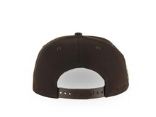 Load image into Gallery viewer, San Diego Padres New Era MLB 9FORTY 940 Adjustable A-Frame Hat Brown Crown/Visor Brown/White/Yellow Swinging Friar Logo Petco Park Stadium Side Patch Gray UV
