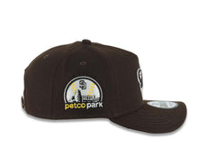 Load image into Gallery viewer, San Diego Padres New Era MLB 9FORTY 940 Adjustable A-Frame Hat Brown Crown/Visor Brown/White/Yellow Swinging Friar Logo Petco Park Stadium Side Patch Gray UV
