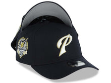 Load image into Gallery viewer, San Diego Padres New Era MLB 9FORTY 940 Adjustable A-Frame Hat Navy Blue Crown/Visor Glow White/Metallic Gold P Logo 40th Anniversary Side Patch Gray UV
