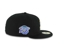 Load image into Gallery viewer, San Diego Padres New Era MLB 59FIFTY 5950 Fitted Cap Hat Black Crown/Visor White/Yellow Logo With Flower 1998 World Series Side Patch Gray UV

