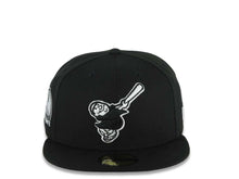 Load image into Gallery viewer, San Diego Padres New Era MLB 59FIFTY 5950 Fitted Cap Hat Black Crown/Visor Black/White Swinging Friar Logo Petco Park Stadium Side Patch
