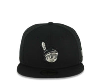 Load image into Gallery viewer, Yaquis de obregon New Era 59FIFTY 5950 Fitted Cap Hat Black Crown/Visor Black/Metallic Silver Head Logo Gray UV
