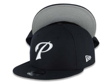 Load image into Gallery viewer, San Diego Padres New Era MLB 9FIFTY 950 Snapback Cap Hat Navy Blue Crown/Visor White Script P Logo Gray UV
