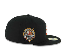 Load image into Gallery viewer, San Diego Padres New Era MLB 59FIFTY 5950 Fitted Cap Hat Black Crown/Visor White/Orange Logo 40th Anniversary Side Patch Gray UV
