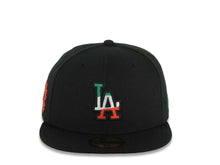 Load image into Gallery viewer, Los Angeles Dodgers New Era MLB 59FIFTY 5950 Fitted Cap Hat Black Crown/Visor Green/White/Red Logo Mexico Eagle Side Patch Gray UV
