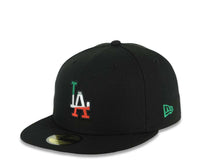 Load image into Gallery viewer, Los Angeles Dodgers New Era MLB 59FIFTY 5950 Fitted Cap Hat Black Crown/Visor Green/White/Red Logo Mexico Eagle Side Patch Gray UV
