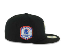 Load image into Gallery viewer, Los Angeles Dodgers New Era MLB 59FIFTY 5950 Fitted Cap Hat Black Crown/Visor White/Metallic Gold Logo 1984 Stadium Side Patch Gray UV
