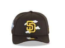 Load image into Gallery viewer, San Diego Padres New Era MLB 9FORTY 940 Adjustable A-Frame Cap Hat Brown Crown/Visor Yellow Logo White Clouds 1998 World Series Side Patch Gray UV
