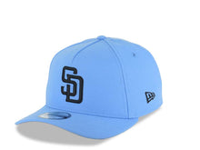 Load image into Gallery viewer, San Diego Padres New Era MLB 9FORTY 940 Adjustable A-Frame Cap Hat Sky Blue Crown/Visor Black Logo 10 Years Petco Park Side Patch Gray UV
