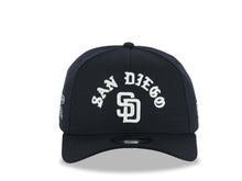 Load image into Gallery viewer, San Diego Padres New Era MLB 9FORTY 940 Adjustable A-Frame Cap Hat Navy Blue Crown/Visor White With Text/Script Logo 1984 World Series Side Patch Gray UV
