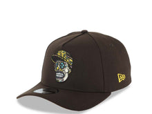Load image into Gallery viewer, San Diego Padres New Era MLB 9FORTY 940 Adjustable A-Frame Cap Hat Dark Brown Crown/Visor Team Color Skull Logo 40th Anniversary Side Patch Yellow UV
