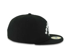 Load image into Gallery viewer, San Diego Padres New Era MLB 59FIFTY 5950 Fitted Cap Hat Black Crown/Visor White South Bay Text/Script Logo Gray UV
