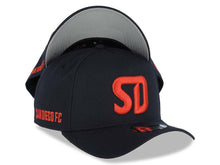 Load image into Gallery viewer, San Diego FC New Era MLS 9FORTY 940 Adjustable A-Frame Cap Hat Navy Blue Crown/Visor Red Logo Gray UV
