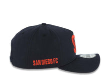 Load image into Gallery viewer, San Diego FC New Era MLS 9FORTY 940 Adjustable A-Frame Cap Hat Navy Blue Crown/Visor Red Logo Gray UV
