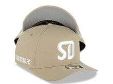 Load image into Gallery viewer, San Diego FC New Era MLS 9FORTY 940 Adjustable A-Frame Cap Hat Khaki Crown/Visor White Logo Gray UV
