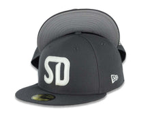 Load image into Gallery viewer, San Diego FC New Era MLS 59FIFTY 5950 Fitted Cap Hat Dark Gray Crown/Visor Glow In The Dark White Logo Gray UV
