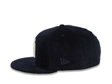 Load image into Gallery viewer, (Corduroy) San Diego Padres New Era MLB 59FIFTY 5950 Fitted Cap Hat Navy Blue Crown/Visor White Logo 10th Anniversary Petcopark Side Patch  Gray UV
