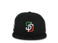 Load image into Gallery viewer, San Diego Padres New Era MLB 59FIFTY 5950 Fitted Cap Hat Black Crown/Visor Green/White/Red Logo Eagle Side Patch Gray UV
