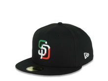 Load image into Gallery viewer, San Diego Padres New Era MLB 59FIFTY 5950 Fitted Cap Hat Black Crown/Visor Green/White/Red Logo Eagle Side Patch Gray UV
