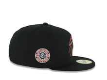 Load image into Gallery viewer, Mexico New Era 59FIFTY 5950 Fitted Cap Hat Black Crown/Visor White/Metallic Bronze/Red Skull Logo Aztec Crest Side Patch Gray UV
