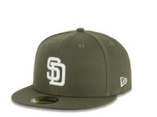 Load image into Gallery viewer, San Diego Padres New Era MLB 59FIFTY 5950 Fitted Cap Hat Olive Green Crown/Visor White Logo 1998 World Series Side Patch Gray UV
